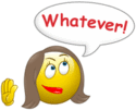 Girl says Whatever emoticon