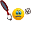 Smashing tennis racket animated emoticon