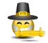 Corn eating pilgrim emoticon (Thanksgiving smileys)