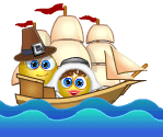 Sailing pilgrims emoticon (Thanksgiving smileys)