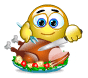 Smiley face eating some turkey