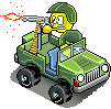 Shooting Jeep emoticon (Army and War emoticons)