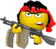 Rambo with gun emoticon