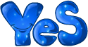 blue yes text smiley