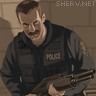 Policeman with a shotgun