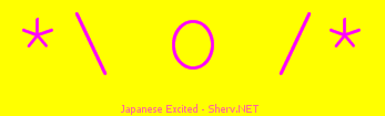 Japanese Excited text emoticon Free text and ASCII em