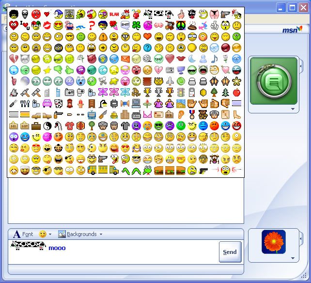 This means you can use over 300 MSN emoticons without remembering 