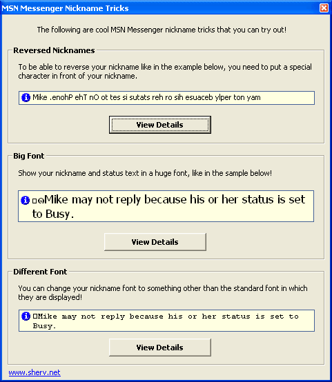 Get cool tricks for your MSN Messenger name!